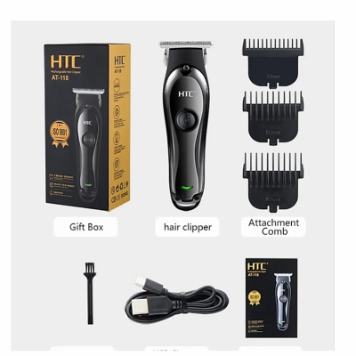 Picture of HTC AT 118 Zero Cutting Type-C Charge Portable With Smart Size Lithium Battery Strong Power For Outline Use Hair Trimmer