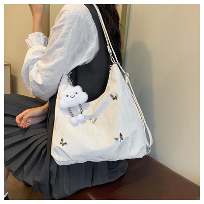 Picture of Trendy Nylon Shoulder Bag with Butterfly Embellishments
