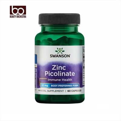 Picture of Swanson Zinc Picolinate - Mineral Supplement Promoting Prostate Health, Vision Health, & Immune Support - Body Preferred Form of Chelated Zinc - (60 Capsules, 22mg Each)