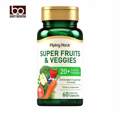 Picture of Piping Rock Fruits and Veggies Supplement | 60 Capsules | Superfood Fruit and Vegetables Vitamins | with Prebiotic Blend | Vegetarian Formula | Non-GMO, Gluten Free