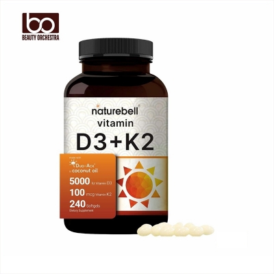 Picture of NatureBell Vitamin D3 5000 K2 (MK7) with Virgin Coconut Oil, 240 Softgels, 100mcg, 2 in 1 Support, Duo-Ack | 8 Months' Supply | Third Party Tested, Non-GMO & No Gluten