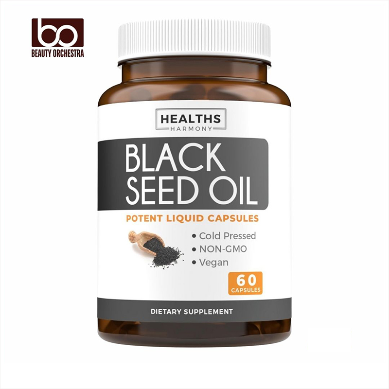Picture of Healths Harmony Black Seed Oil - 60 Softgel Capsules (Non-GMO & Vegan) Premium Cold-Pressed Nigella Sativa Producing Pure Black Cumin Seed Oil with Vitamin E - 500mg Each, 1000mg Per 2 Capsule Serving