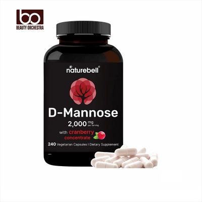 Picture of NatureBell D-Mannose 500mg Capsules (2000mg Per Serving) | 240 Veggie Capsules + Cranberry Extract 400mg, Fast Acting Urinary Tract Health Pills, Utra UTI Support for Women & Men