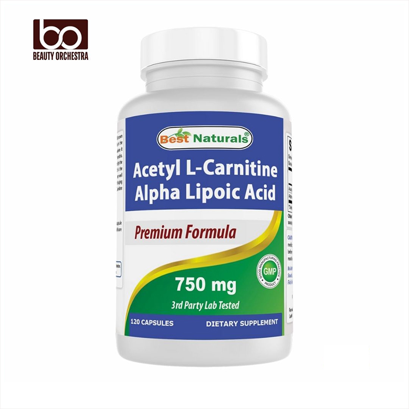 Picture of Best Naturals Acetyl L-Carnitine and Alpha Lipoic Acid 750 mg 120 Capsules