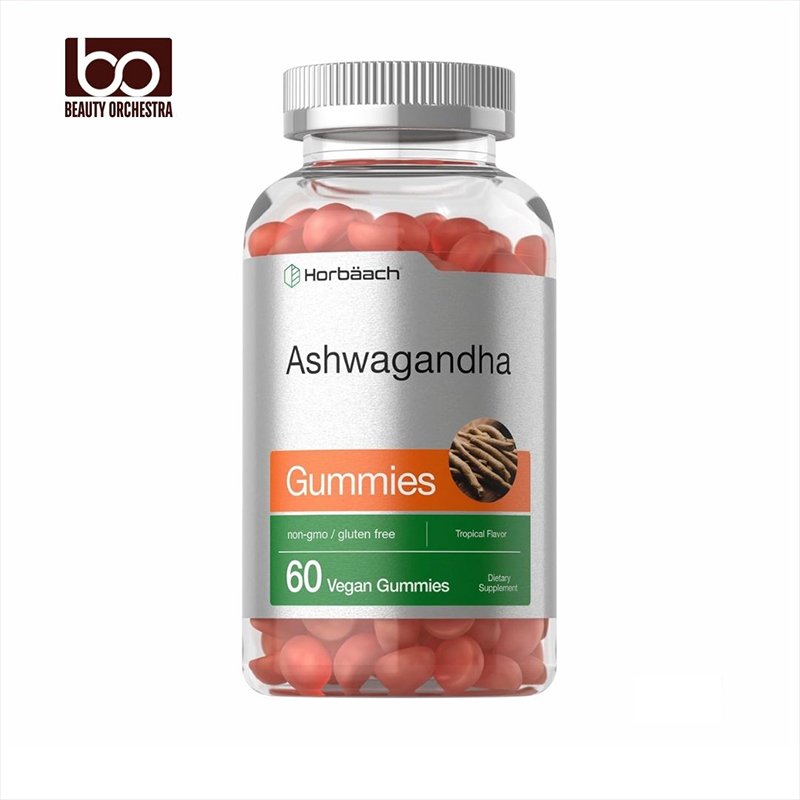 Picture of Horbaach Ashwagandha Gummies for Women and Men | 60 Count | Vegan Non-GMO Gluten Free Supplement | Tropical Flavor
