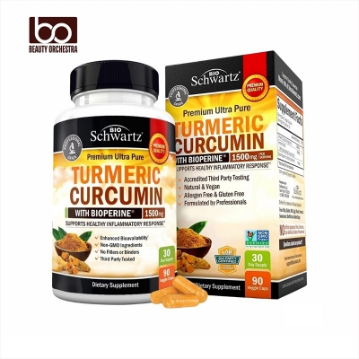 Picture of Bio Schwartz Turmeric Curcumin with Black Pepper Extract 1500mg - High Absorption Ultra Potent Turmeric Supplement with 95% Curcuminoids and BioPerine - Non GMO Tumeric Capsules for Joint Support - 90 Capsules