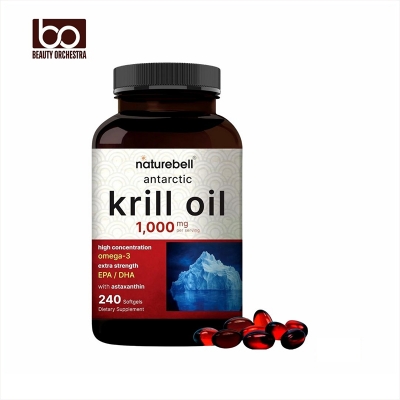 Picture of NatureBell Antarctic Krill Oil 1000mg Supplement 240 Softgels Natural Source of Omega-3 EPA DHA and Astaxanthin - No Aftertaste Support Heart Health Mercury Free & Non-GMO