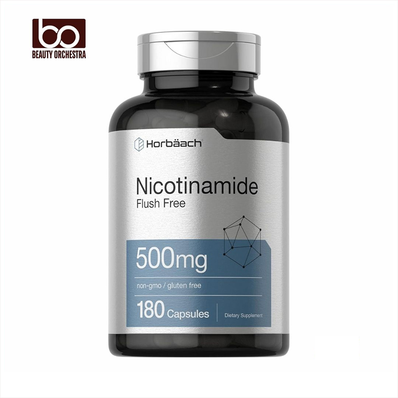 Picture of Horbaach Nicotinamide 500mg | 180 Capsules | Flush Free Dietary Supplement | Non-GMO and Gluten Free Vitamin