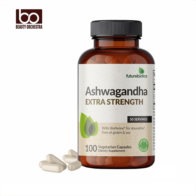 Picture of Futurebiotics Ashwagandha Extra Strength Stress & Mood Support with Bio Perine - Non-GMO Formula 100 Vegetarian Capsules