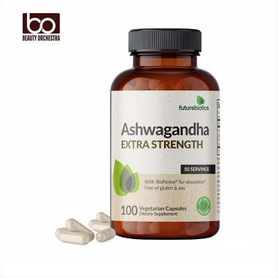 Picture of Futurebiotics Ashwagandha Extra Strength Stress & Mood Support with Bio Perine - Non-GMO Formula 100 Vegetarian Capsules