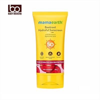 Picture of Mamaearth Beetroot Hydraful Sunscreen With Hyaluronic Acid - 50 g |SPF 50 & PA++++ | UVA & B Protection | Hydrates Skin | For Oily Combination & Dry Skin