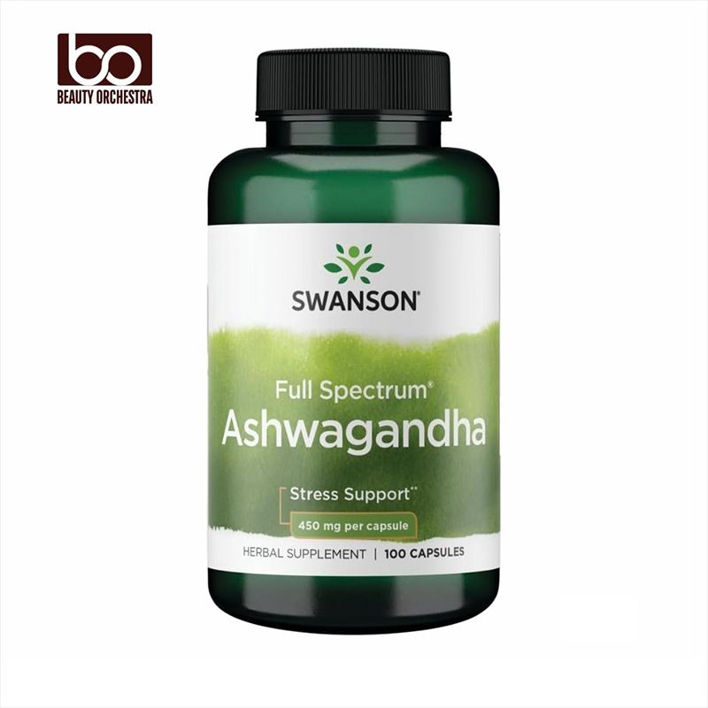 Picture of Swanson Ashwagandha Supplement-Ashwagandha Root & Aerial Parts Supplement Promoting Stress Relief & Energy Support-Ayurvedic Supplement for Natural Wellness (100 Capsules, 450mg Each)