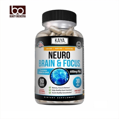Picture of Kaya Naturals - Neuro Brain for Memory & Focus - Nootropic Energy Capsule - Nootropic Brain Support Supplement - Focus & Concentration & Learning Accuracy - Cognitive Function - 60 Count