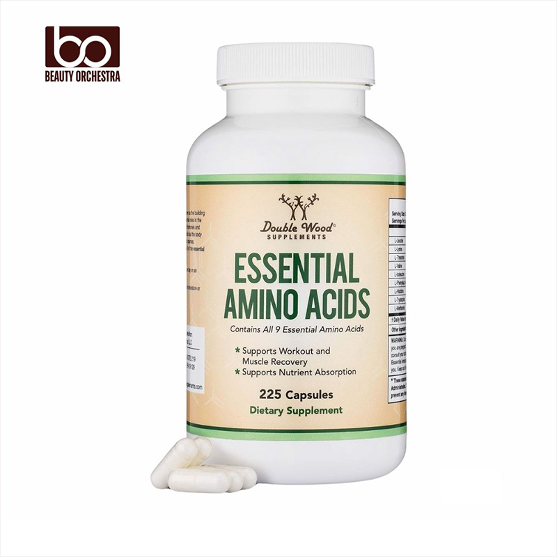 Picture of Double Wood Essential Amino Acids - 1 Gram Per Serving Powder Blend of All 9 Essential Aminos (EAA) and All Branched-Chain Aminos (BCAAs) (Leucine Isoleucine Valine) 225 Capsules Gluten Free by Double Wood