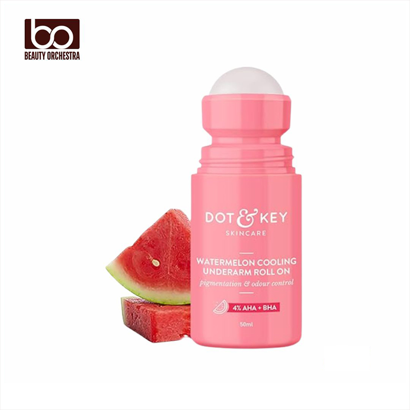 Picture of Dot & Key Watermelon Cooling Underarm Roll-on Odour & Sweat Controls 4% AHA + BHA Fresh Aqua Fragrance Gently Exfoliates & Smooths Skin for Men & Women 50ml