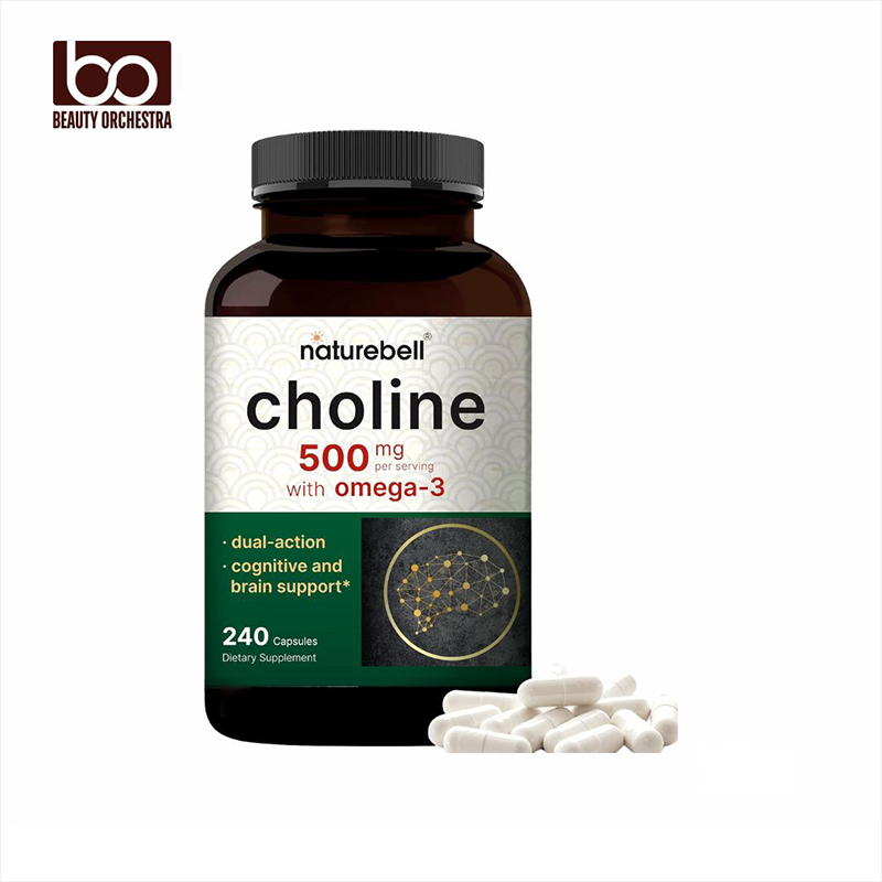 Picture of Naturebell Choline Supplements 500mg with Omega 3 Fatty Acids 240 Capsules