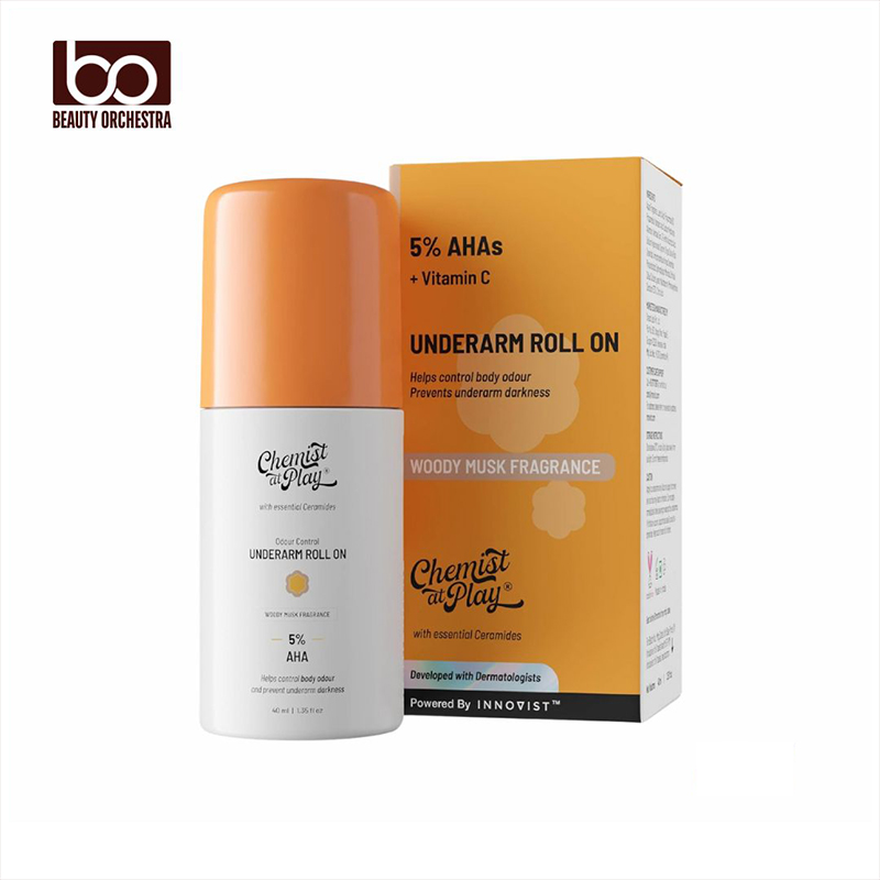 Picture of Chemist at Play UnderArm Roll-On with 5% AHA Lactic Acid & 1% Mandelic Woody Musk Fragrance 40ml