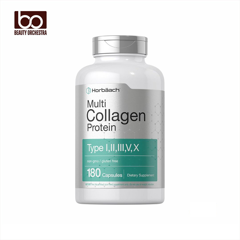 Picture of Horbaach Multi Collagen Protein 2000 mg Hydrolyzed Collagen Type I, II, III, V, X - 180 Capsules