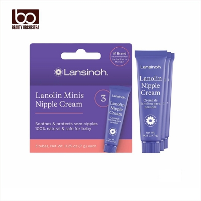 Picture of Lansinoh Lanolin Nipple Cream Safe for Breastfeeding Baby, Breastfeeding Essentials, 3 Mini Tubes, Each 0.25 Ounces