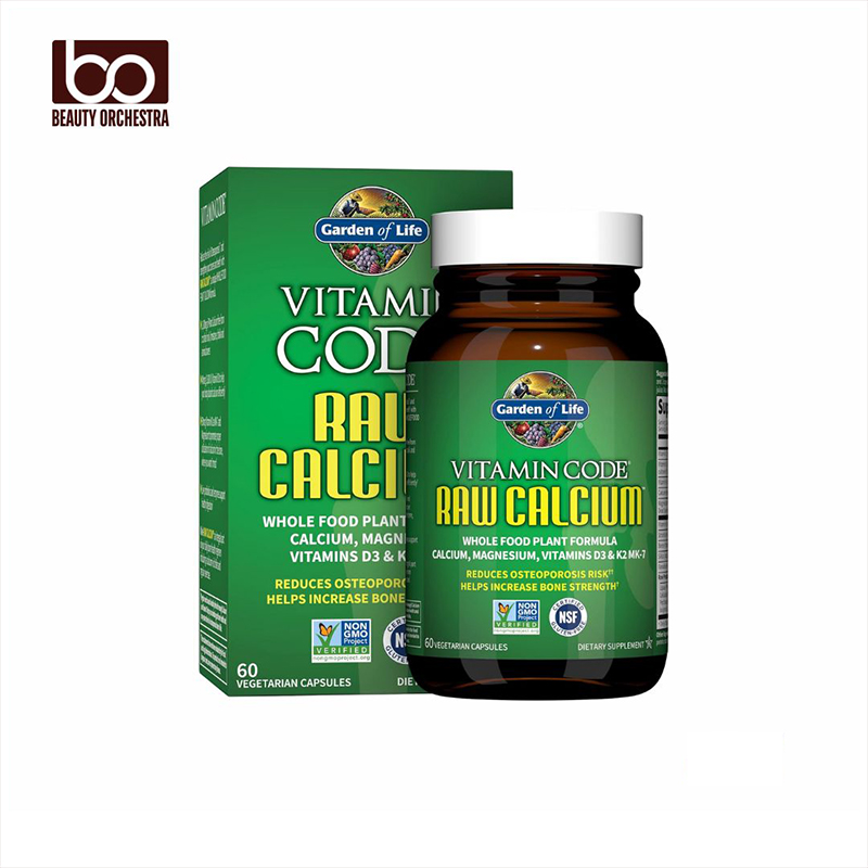 Picture of Garden of Life Raw Calcium Supplement for Women and Men - Vitamin Code Made from Whole Foods with Magnesium K2 Vitamin D3 and Vitamin C Plus Probiotics for Digestion 60 Capsules