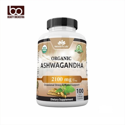 Picture of NaturaLife Labs Organic Ashwagandha 2,100 mg - 100 Veggie Capsules Pure Organic Ashwagandha Powder