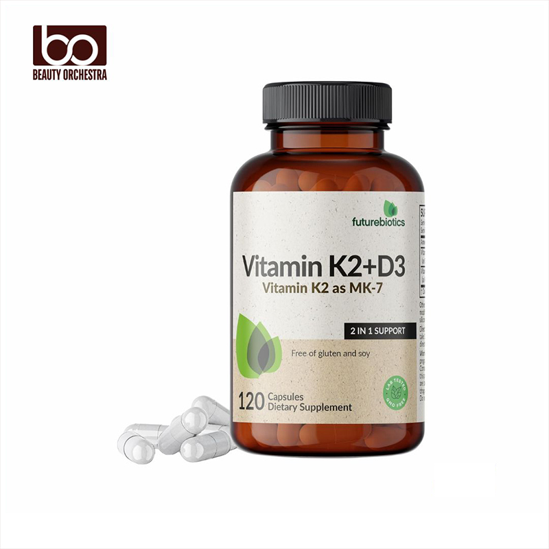 Picture of Futurebiotics Vitamin K2 (MK7) with D3 Supplement 5000 IU Vitamin D3 & 90 mcg Vitamin K2 MK-7 120 Vegetarian Capsules
