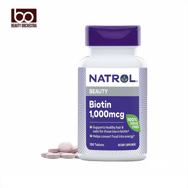 Picture of Natrol Beauty Biotin 1000mcg Dietary Supplement for Healthy Hair, Skin, Nails and Energy Metabolism 100 Tablets