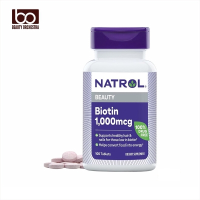 Picture of Natrol Beauty Biotin 1000mcg Dietary Supplement for Healthy Hair, Skin, Nails and Energy Metabolism 100 Tablets