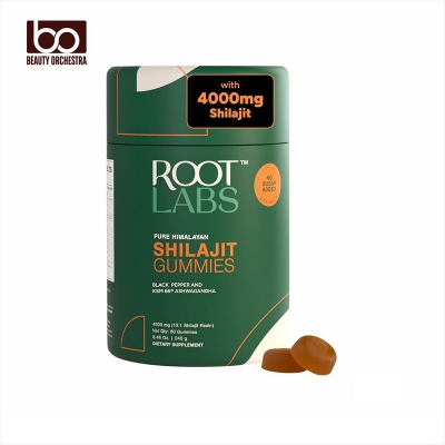 Picture of ROOT LABS Pure Himalayan Shilajit Gummies KSM-66 Ashwagandha, Gokshura| 75%+ Fulvic Acid & 85+ Trace Minerals Men,Women 60 Gummy