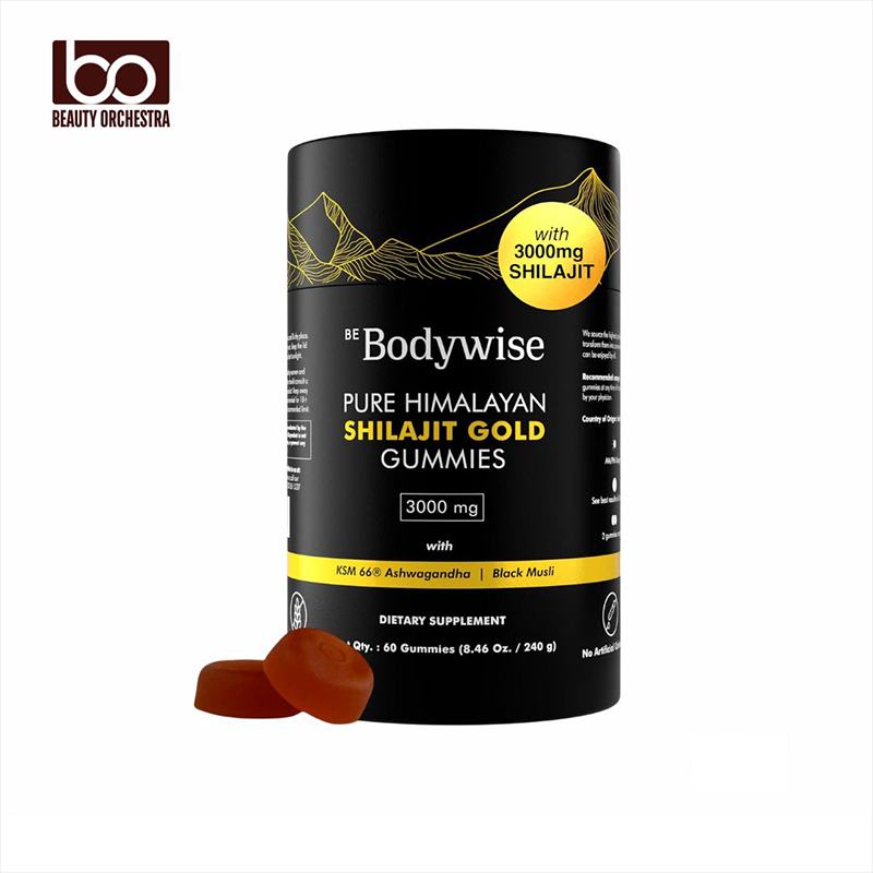 Picture of Be Bodywise Pure Himalayan Shilajit Gummies Gold Lab Tested No Added Sugar Ashwagandha, Gokshura 100% Natural & Organic 60 Gummy