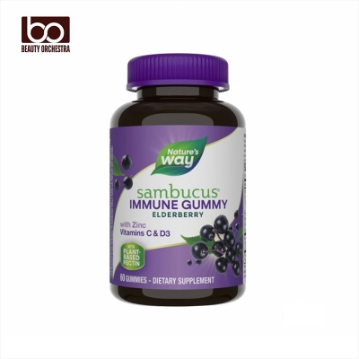 Picture of Nature's Way Sambucus Elderberry Immune Gummies with Vitamins C D3 & Zinc Unisex 60 Gummies