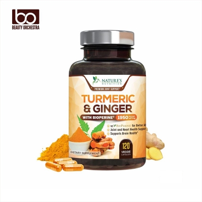 Picture of Nature's Nutrition Turmeric Curcumin Supplement 1950mg with Organic Turmeric & Ginger 95% Curcuminoids BioPerine Black Pepper - 120 Capsules