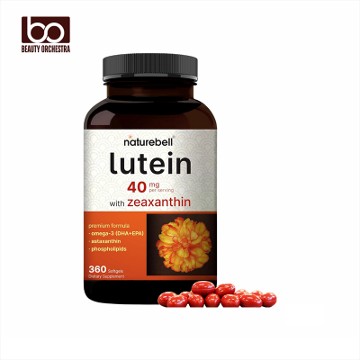 Picture of Naturebell Lutein 40mg + Zeaxanthin 1,600mcg, 360 Softgels 4-in-1 Formula with Astaxanthin, Omega-3 & Phospholipids | Marigold Flower Extract Supports Eye, Brain & Vision Health