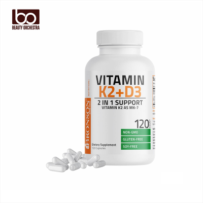Picture of Bronson Vitamin K2 (MK7) with D3 Supplement Formula 5000 IU Vitamin D3 & 90 mcg K2 MK-7 120 Capsules