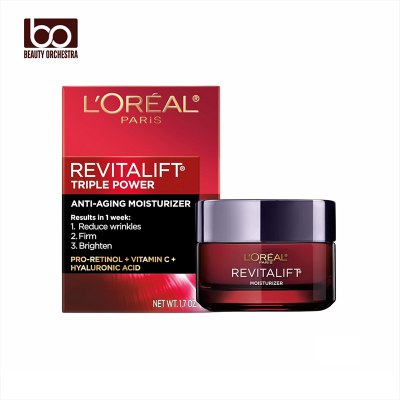 Picture of L'Oreal Paris Revitalift Triple Power Anti-Aging Face Moisturizer, Pro Retinol, Hyaluronic Acid & Vitamin C to Reduce Wrinkles, Firm & Brighten Skin, 1.7 Oz