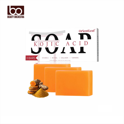 Picture of ORIENTLEAF Kojic Acid Soap, Turmeric Soap Bar for Dark Spots, Fresh Citurs Scent, Gentle for Face and Body Wash with Vitamin C, Shea Butter, Retinol, Olive Oil, Collagen (3 PACK)