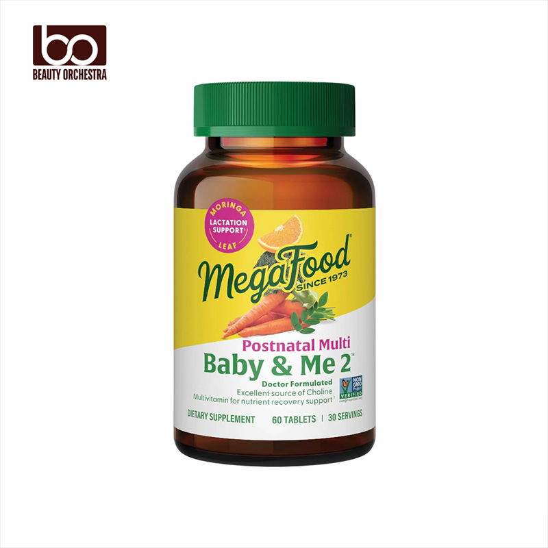 Picture of MegaFood Baby & Me 2 Postnatal Vitamins for Women Breastfeeding with Folate Choline, Iodine, Vitamin D, Moringa Leaf and More - 60 Tabs (30 Servings)