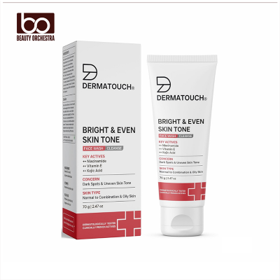 Picture of DERMATOUCH Bright & Even Tone Face Wash with Niacinamide Vitamin E and Kojic Acid Daily Gentle Face Cleanser For Tan Pigmentation Uneven Tone Dark Spot Removal - 70G