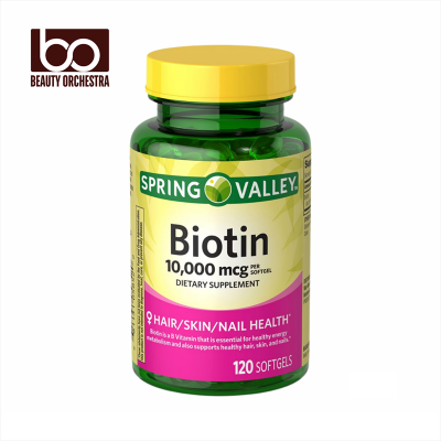 Picture of Spring Valley Biotin 10000mcg For Healthy Hair Nail and Skin - 120 Softgels