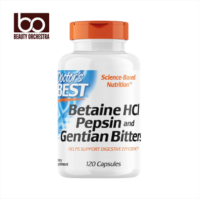 Picture of Doctor's Best Betaine HCI Pepsin & Gentian Bitters - 120 Capsules (HCl, Digestive Enzymes for Protein Breakdown & Absorption, Non-GMO, Gluten Free)