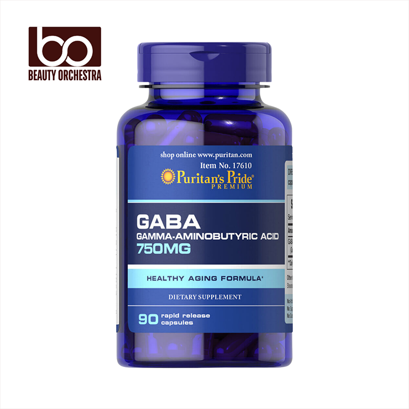 Picture of Puritans Pride GABA (Gamma Aminobutyric Acid) 750 mg -  90 Capsules