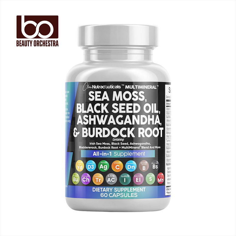 Picture of Clean Nutraceuticals Sea Moss Black Seed Oil & Burdock Root - 60 Capsules