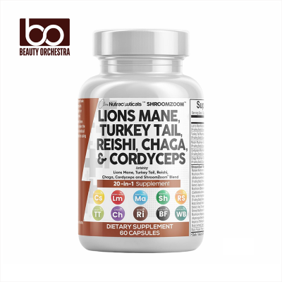 Picture of Clean Nutraceuticals Lions Mane 3000mg 20in1 Mushroom Supplement with Turkey Tail 2000mg Reishi 1000mg Cordyceps Chaga 1000mg Maitake Meshima Poria Cocos Shiitake Oyster Porcini Enoki 60 Count