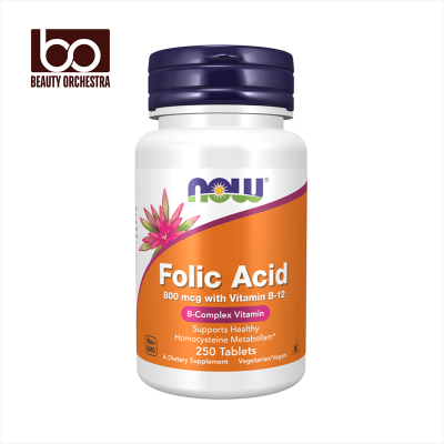 Picture of NOW Folic Acid 800 mcg With Vitamin B-12 - 250 Tablets