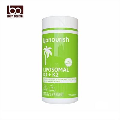 Picture of UpNourish Liposomal D3 & K2 MK-7 Advanced Absorption for Optimal Bone and Immune Health Supplies 5000 IU 125 mcg Vitamin D3 and 100 mcg Vitamin k2 with Organic Coconut Oil 365 softgels