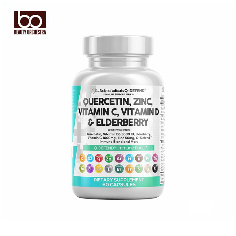 Picture of Clean Nutraceuticals Quercetin Zinc Vitamin C Vitamin D Bromelain Elderberry - 60 Capsules
