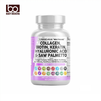 Picture of Clean Nutraceuticals Collagen Pills 1000mg Biotin 10000mcg Keratin Saw Palmetto Hyaluronic Acid - Hair Skin & Nails Vitamins & DHT Blocker - 90 Count