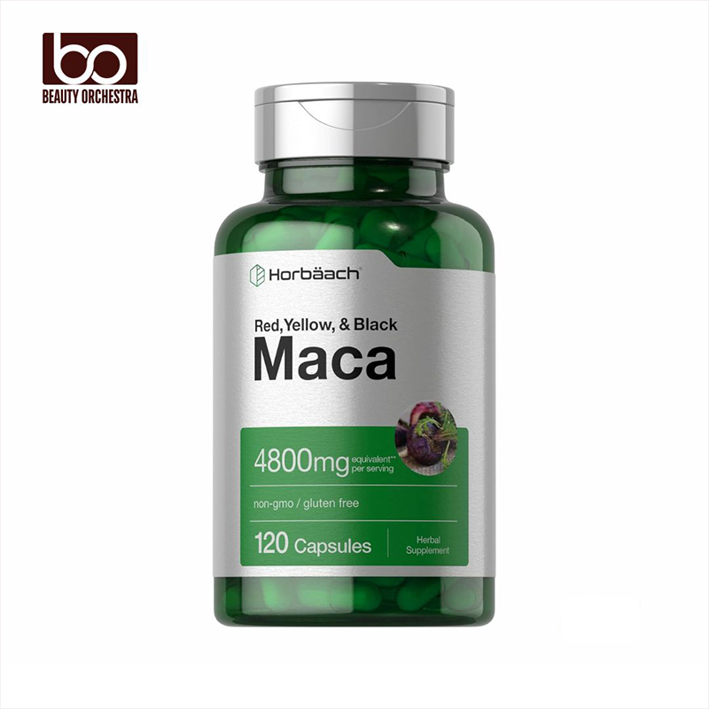 Picture of Horbaach Red, Yellow, Black Maca Root Capsules for Men and Women 120 Capsules