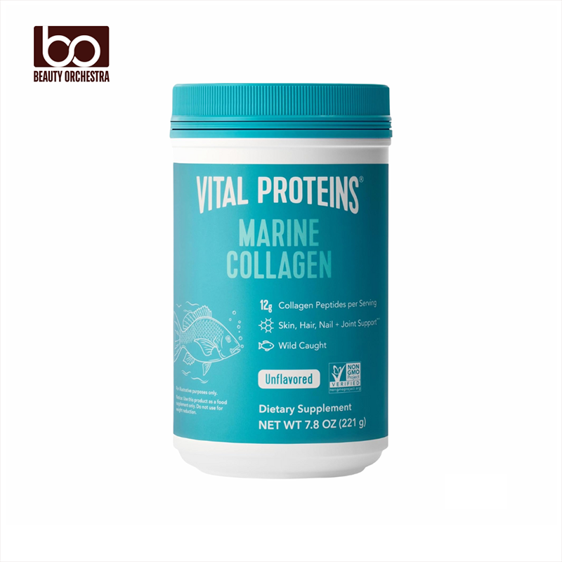 Picture of Vital Proteins Marine Collagen Peptides Powder Supplement for Skin Hair Nail Joint - Hydrolyzed Collagen - 12g per Serving - 7.8 oz Canister - 221gm