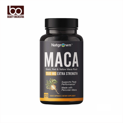 Picture of Natgrown Organic Maca Root 1500 mg with Black + Red + Yellow Peruvian Maca Root Extract Supplement for Men and Women - 120 capsules